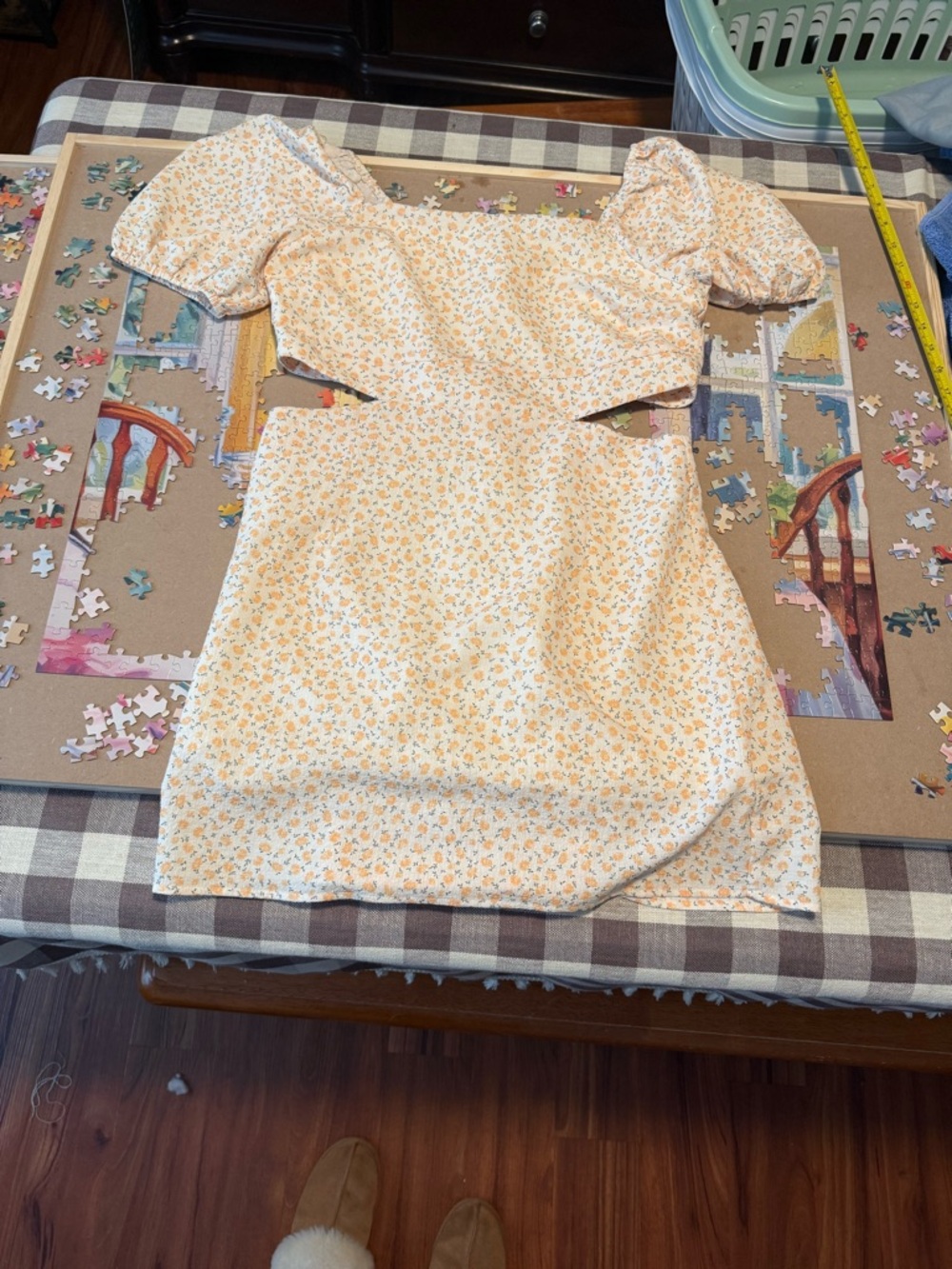 Elodie Cream Mini Dress with Orange Floral Print